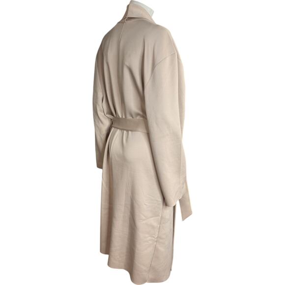 Girl with Curves Draped Scuba Jacket Beige Large NWT Long Sleeve Maxi Belted - Picture 11 of 12